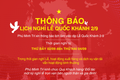 THÔNG BÁO LỊCH NGHỈ LỄ QUỐC KHÁNH 2/9